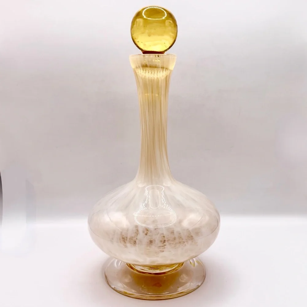 VTG Murano Filigrana Art Glass Decanter 9.5